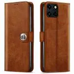 Fastship Infinix X6512 / Smart 6HD Flip Cover | Full Body Protection | Inside Pockets & Stand | Wallet Button Magnetic Closure Book Cover Leather Flip Case for Infinix Smart 6 HD - Brown