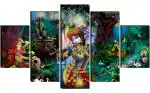 SAF Set of 5 Radha Krishna religious UV Textured Home Decorative Wall Painting 18 Inch X 30 Inch