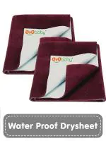 OYO BABY Quick Dry Waterproof Baby Bed Protector Pack of 2 Dry Sheet (Medium 100 x 70 cm) Maroon