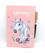 GOLDLEAF Unicorn Printed A5 Diary Book With Elastic Loop,Daily Journal Notebook (Pink)