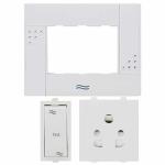 CONA Combo Set of STATUS-Switch, Socket and 3M Modular Plate- 9391-2 Way Modular Switch 16A White,9311-3Pin Multi Socket 6 Amperes White and 10301-Solo 3 Modular Plate for Home,Office,Shop,etc