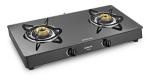 Sunflame Crystal Black Stainless Steel Glass Top 2 Brass Burner Gas Stove