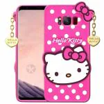 Clickaway Hello Kitty Case for Samsung Galaxy S8 3D Soft Cute Cover for Girls/Women Silicone Rubber Back Cover With Pendant-Baby Pink/Pink