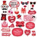 Festiko 26 Pcs Happy Valentine's Day Photobooth Props, Valentine's Decorations, Happy Valentine's Day, Valentine Props