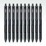 FLAIR Zoox F7 0.7mm Retractable Roller Gel Pen | Fitted With Jumbo Refill | Black Ink, Pack of 10