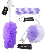 Lonekart Pp Handle Loofah Bath Belt Combo for Bathing Purple (Pack of 3)
