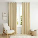 HOME STYLISH Faux Texture Pro Solid Durable Heavy Polyester Fabric Insulated Grommet Curtains/Drapes for Bedroom/Living Room Door - 7 feet - 2 Panels