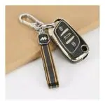 SLC-e TPU Leather Car Key Cover Compatible with All Car (After Market Flip Key) (with Key Chain) (PACK OF 1)