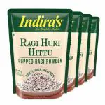 INDIRA FOODS Ragi Huri Hittu, Tasty Popped Ragi Flour (400g x 4), Sugar Free Ragi Malt Mix, Instant Ragi Porridge Mix, Laddu Mix, Roasted Finger Millet Powder, Atta, Taidalu, Nachni, Mandua