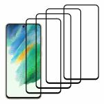 Kite Digital Samsung S21 FE (Black) Tempered Glass Screen Protector with Edge to Edge Coverage and Easy Installation Kit (Pack of 4)