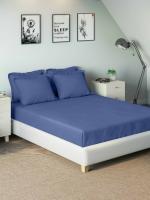 Sleeping Owls Cotton Mediterranean Blue Grand Super King Bedsheet With Pillow Covers, 305 cm X 285 cm (Set Of 5)