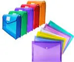 Shining Zon Combo Pack of 5 Button Bag Folder Document holder with Pack of 5 Plastic Button File Folder A4 Fs Legal Button Closer File