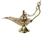 Rastogi Handicrafts Brass Aladdin Genie Lamps Incense Burners Small Golden Color Lamp (4 x 3 inch)