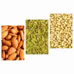 HAI PRABHU (100GMS EACH) CASHEWS(KAJU),ALMONDS(BADAM),RAISINS(DAKH/KISHMISH) dry fruits
