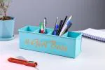 Dudki Desk Organizer With 4 Compartment Girl Boss Office Desk & Study Table Organizer (AQUA)