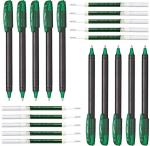 Pentel EnerGel 0.7MM Roller Gel Pen | Quick Dry Ink For Smudge-Free Writing | Ink Colour - Green | Pack of 10 Pens and 10 Refills