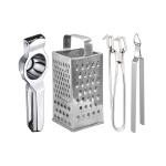 DreamBasket Stainless Steel Lemon Squeezer & Grater & Pakkad & Roti Chimta for Kitchen