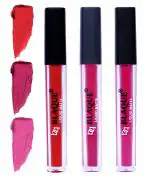 bq BLAQUE Matte Liquid Lip Gloss Combo of 3 Lipstick # 101-105-110 (12 ml, Multicolor)