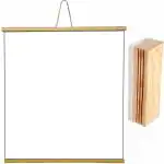 SHELFKING Non Magnetic 1.5x2 Feet, 1 Piece Roll up Wooden White Board/ Marker Board for Child and Teaching with Wall Hanging for Kids (18 Inches x 23 Inches) and 1 Premium Wooden Duster (Pack of 1 Set) (Color - White) Whiteboards and Duster Combos (White)