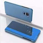 MONKISH Blue Plastic S-View Mirror Stand Flip Cover for Redmi Note 9