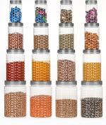 SELECTOR Green Plastic Kitchen Grocery Container (250, 350, 750 And 1200 ml)Pack of 16