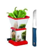 Blue Wonder Stainless Steel Chilly Cutter Cutter With Kitchen Vegetables Cutting Knife Chalu and (Multicolour, Pack of 2)