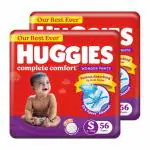 Huggies Complete Comfort Wonder Pants | Pant Style Baby Diapers S Size, 112 Count | India's Fastest Absorbing Diaper, Patented Dry Xpert Channel, Ideal for 4 to 8 Kgs