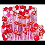 sv traders Happy Birthday Decoration Royal Red Theme Combo Kit Of 88