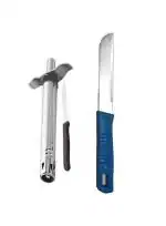 Blue Wonder Stainless Steel Regular Gas Lighter | Knife With Kitchen Vegetables Cutting Knife Chalu and Multicolour, Pack of 2