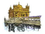 Divinedesigns Multicolor Vinyl Golden Temple Wall Sticker - 64 X 53 Cm