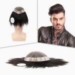 Artello MONOFILAMENT Smart Hair Patch for Men, Hair Wig with 100% Natural Human Hair, Easy Fix with Tape, Glue or Clips, 1D Mono Base (Colour: Real Black)