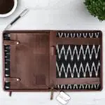 The Leather Warehouse Leather File Folder documents, Padfolio Leather Organizer for Man Woman A4 document folder.(Black & Brown)