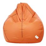 Sattva Classic Orange With Navy Blue Piping Leatherette Bean Bag Cover 24 inch x 24 inch x 42 inch