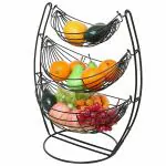 ROLLYWARE Stainless steel Classic 3 Tier Stand Rust-Free Swing Fruit Basket {6kg Capacity} Black