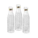 Kunya Crystal Clear Water 1 Litre Plastic Fridge Bottle BPA, Leak Free, Unbreakable Bottle, 3pcs