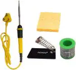 Fadman Yellow, Black Electric Soldering Iron Kit, Solder Wire, Stand, Sponge (Set Of 4)