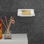 DEVRSHREE Acrylic Wall Mount Waterproof Single & Double Soap Stand, Soap Holder, Soap Dish, Soap Storage Rack for Bathroom and Kitchen Sink Homes, Hotel Accessories White- (Deluxe Single, Pack of 1)