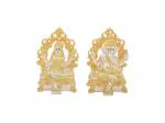 Goldgiftideas Golden, Silver Plated Singhasan Lakshmi Ganesha Idols Set For Pooja Room