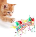 Pets Empire Cat Feather Toys Rolling Bell With Ribbon Feather Cat Interactive Toys 4.7X3cm