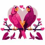CVANU Pink Macaw Parrot Love Birds Wall Sticker PVC Vinyl for Wall Decor