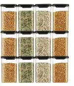 TEX-RO Black Glass and Plastic Airtight, BPA Free Storage Container 1100 ml (pack of 12)