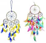 Ryme Multicolor Dream Catcher 5 Ring Blue With Yellow Mix And 5 Ring Multi Dream Catcher A Wool Dream Catcher, 5 Inch (Pack Of 2)