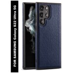 SYOTT Protective COLOR Pure Leather Back Cover For Samsung Galaxy S22 Ultra 5G Shield Your Device with Style | Blue