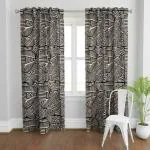 TailoringIndia Digital Black Design Printed Cotton Curtains Pack of 1 pcs (Window - 5ft)