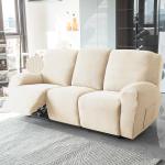 HOKIPO 3 Seater Recliner Sofa Cover, 210GSM Thick T-Type Jacquard, Beige (AR-4974-BGE)