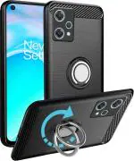 unisTuff Back Case Cover for OnePlus Nord CE 2 Lite 5G with Magnetic Kickstand | Premium Matte Finish | Camera Bump Protection | Rubberized Ring Cover - Night Black, 78134