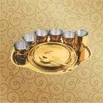 Mintage Stainless Steel Maharaja Thali Set (Golden PVD) (9 pcs Set)