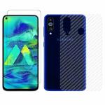 Kite Digital Samsung M40 Back Screen Protective Film Carbon Fiber Skin Transparent Screen Guard Sticker & Premium Tempered Glass Screen Protector