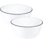 CORELLE Livingware City Block 828 ml Curry Bowl/Noodle Bowl Pack of 2 Glass Cereal Bowl (White, Pack of 2)