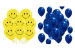 Crazy Sutra Combo pack of Smiley Balloons 50 pcs & HD Metallic Finish Blue Balloons 50 pcs for Birthday / Anniversary / Baby Shower